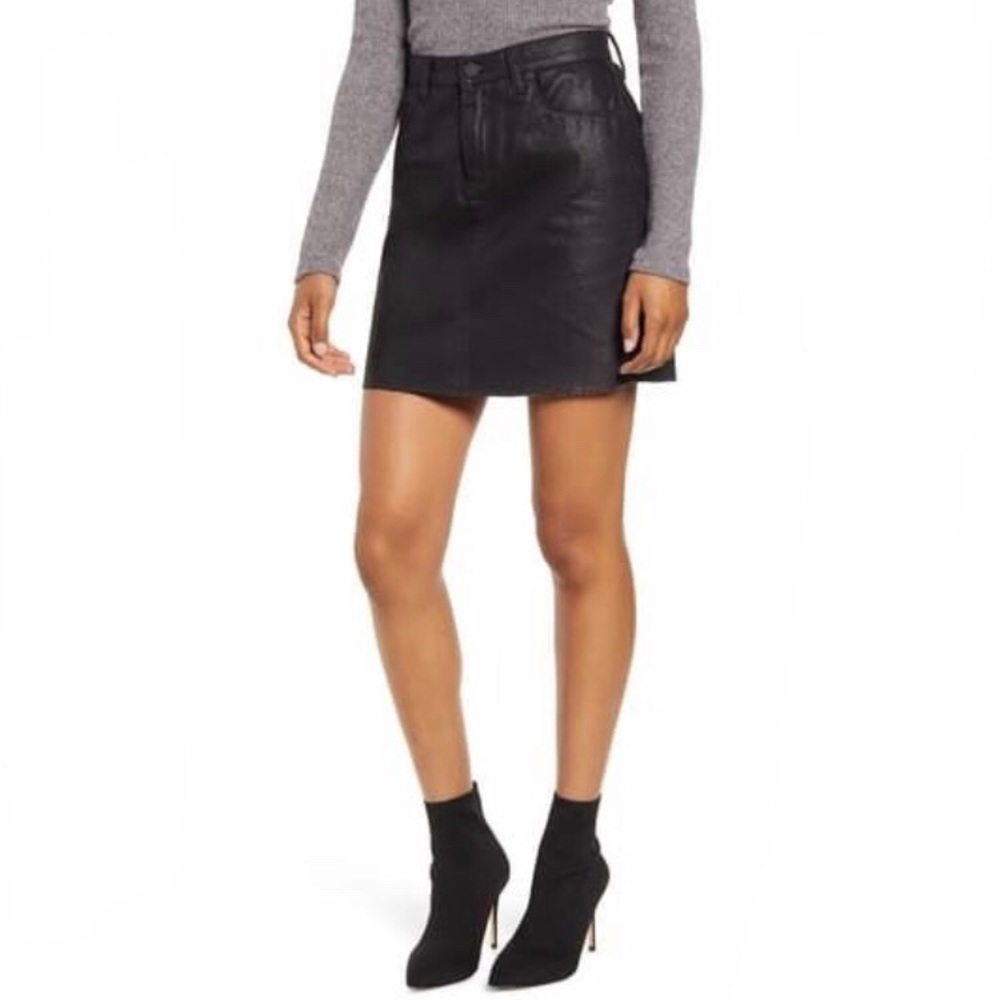 NWT Blank NYC Black Milla Coated Denim Skirt